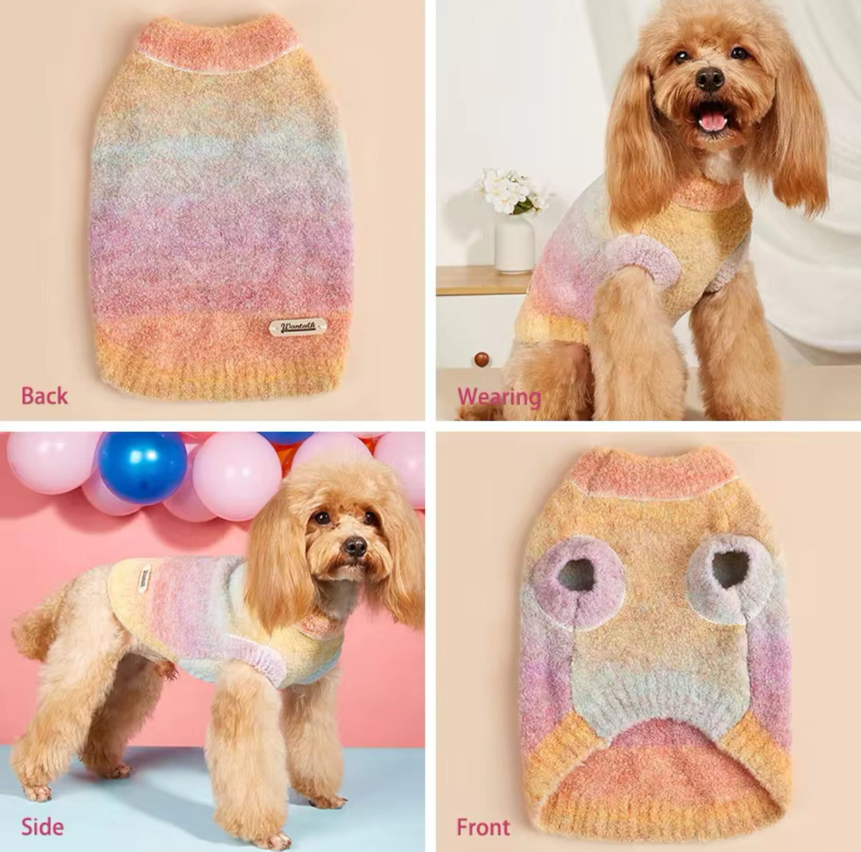 Maglione per cani colorato morbido e traspirante