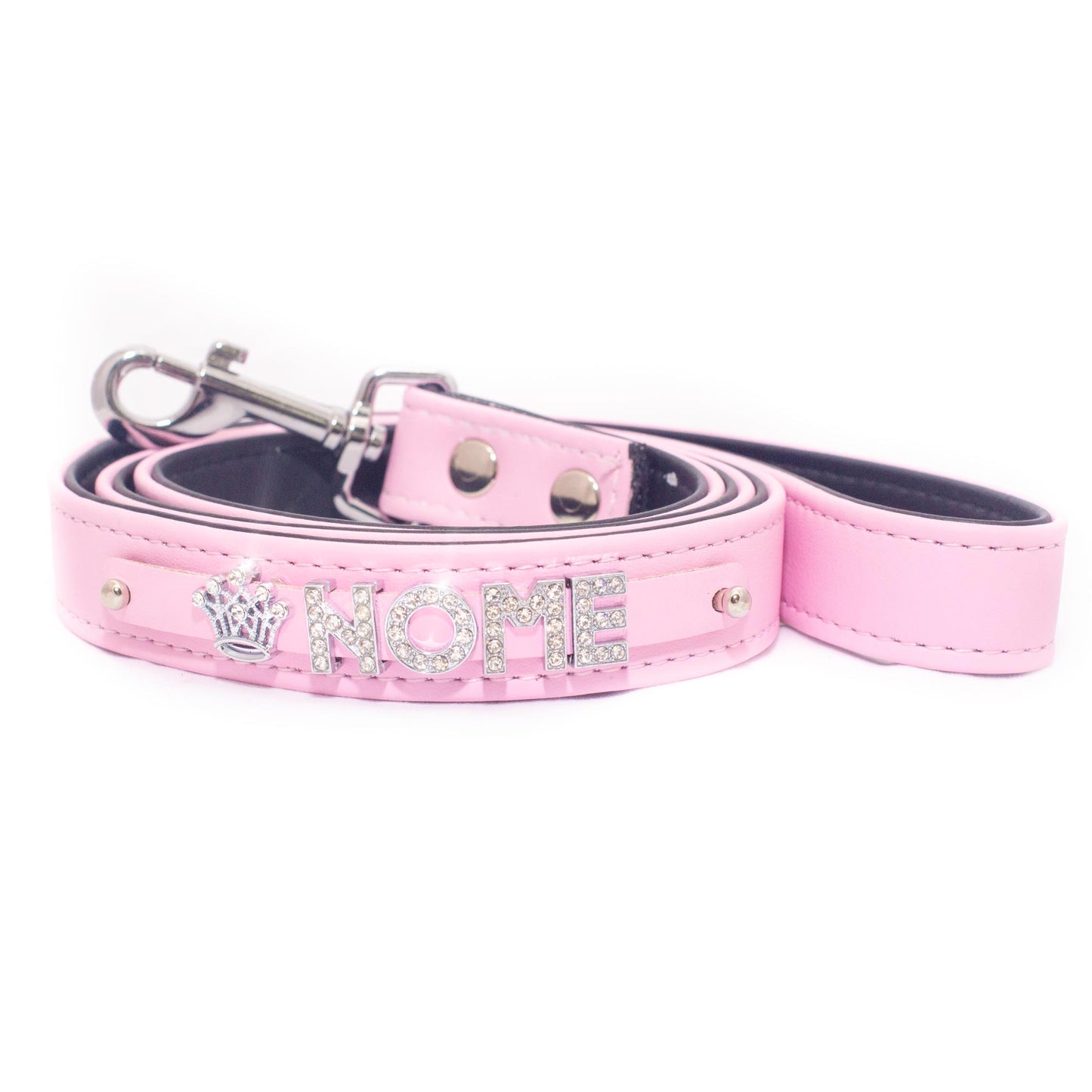 Luxury leash for dogs in eco-leather customizable with name. Made in Italy