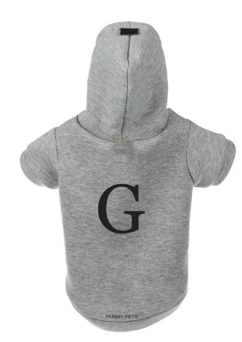 Customizable super chic hooded cotton sweatshirt. Luxury chic clothing for your Pet.