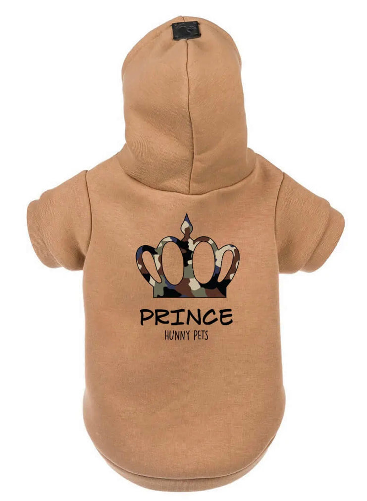 PRINCE Camouflage Crown Hooded Sweatshirt. Luxury clothing for your pet.