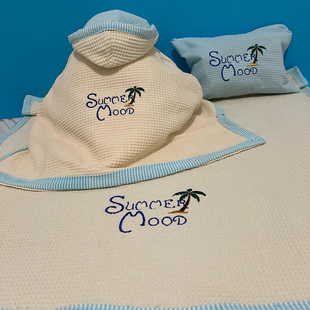 Beach set with Pochette, poncho and beach towel for dogs 100% Made in Italy
