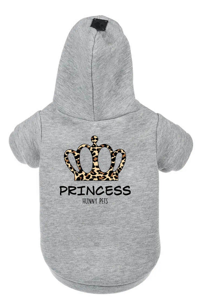 Princess hooded sweatshirt with spotted crown. Made in Italy luxury clothing for your Pet.