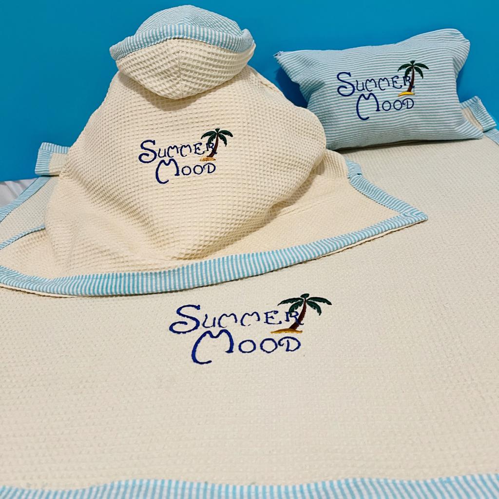 Beach set with Pochette, poncho and beach towel for dogs 100% Made in Italy