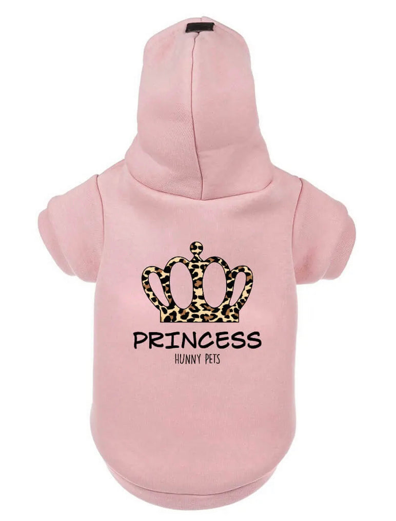 Princess hooded sweatshirt with spotted crown. Made in Italy luxury clothing for your Pet.