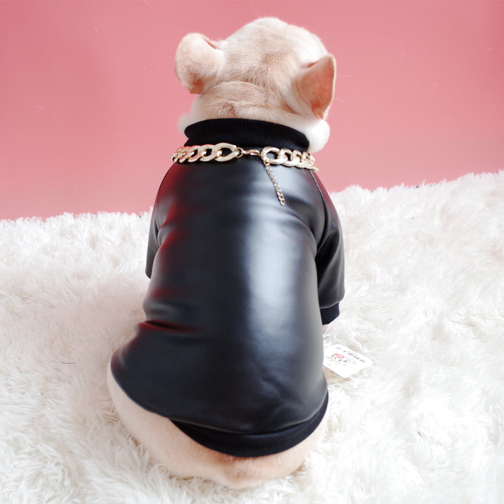 Stunning padded faux leather jacket. Luxury chic clothing for dogs, cats and pets.