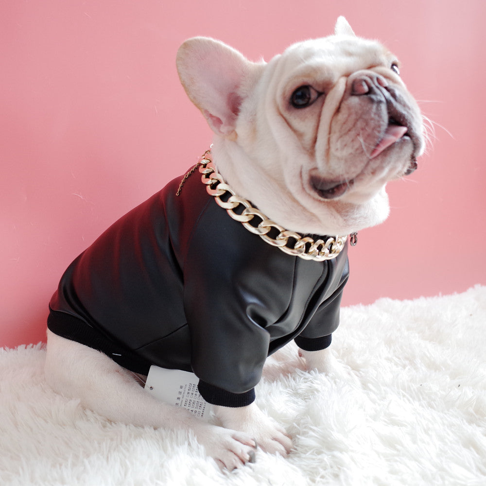 Stunning padded faux leather jacket. Luxury chic clothing for dogs, cats and pets.