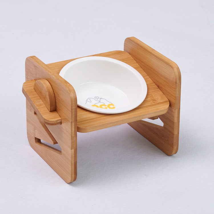 Bamboo frame for one, two and three bowls. Luxury chic accessories for dogs, cats and pets.