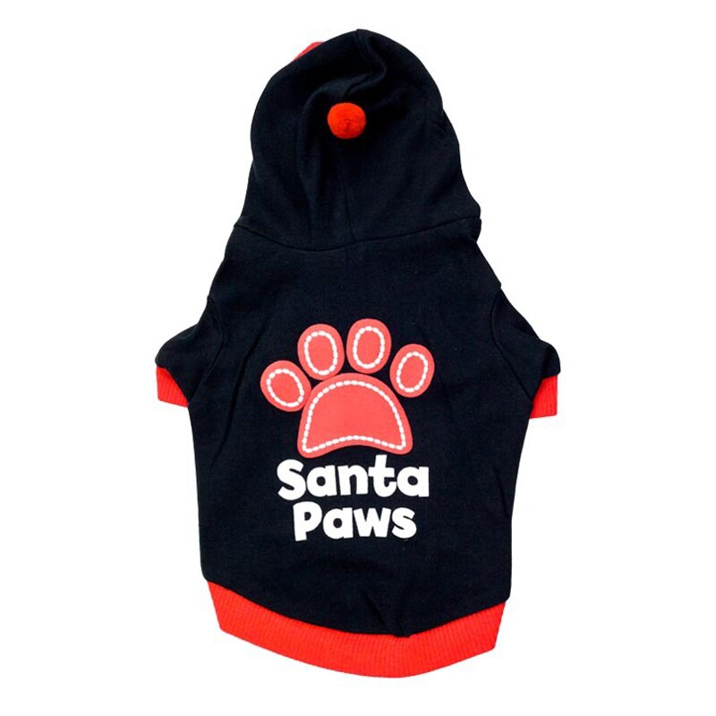 Santa Paws - Felpa con cappuccio in cotone idrofilo tema Natalizio. Abbigliamento chic di lusso per pets.