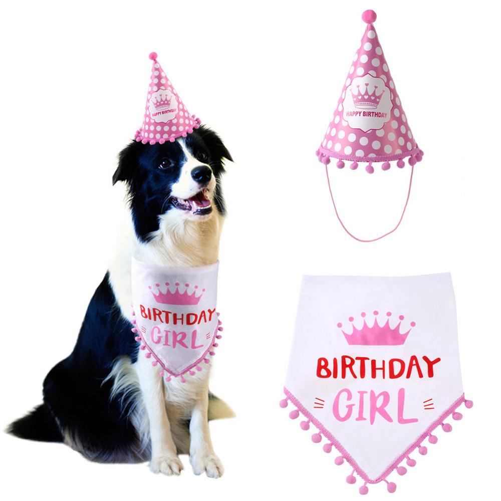 Birthday party hat and bandana for your sweetheart. Luxury chic accessories for dogs, cats and pets.