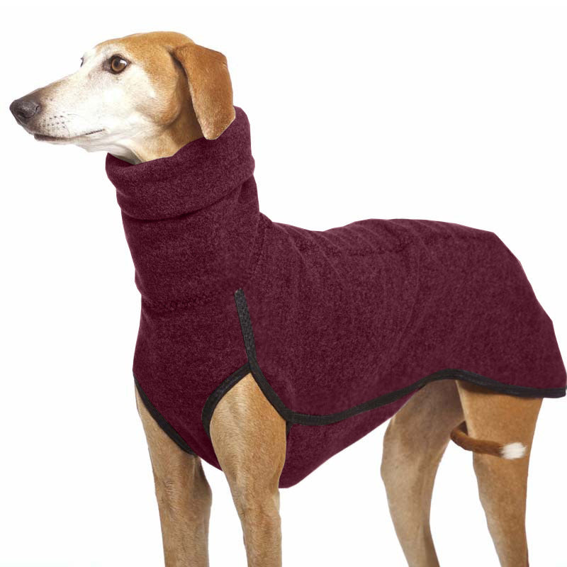 Warm Happy Big Dog Great For Greyhounds Warm Fleece Turtleneck. Luxury chic clothing for dogs, cats and pets.