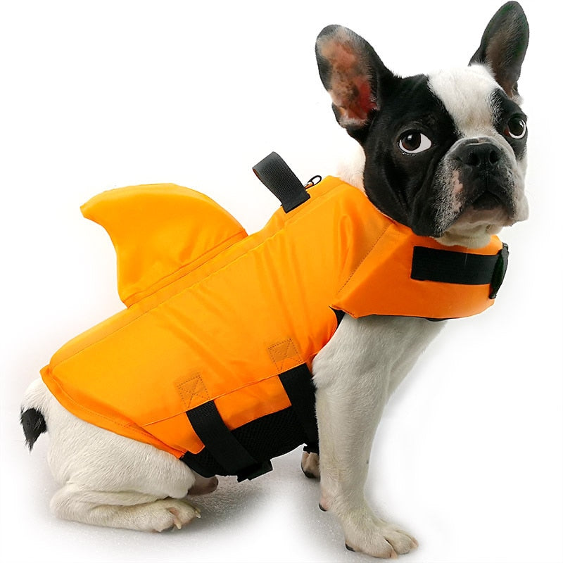 Giubbotto salvagente Squalo per tenere al sicuro il tuo Tesoro durante le gite in barca , al mare e al lago. Accessori e abbigliamento chic di lusso per cani, gatti e animali domestici.