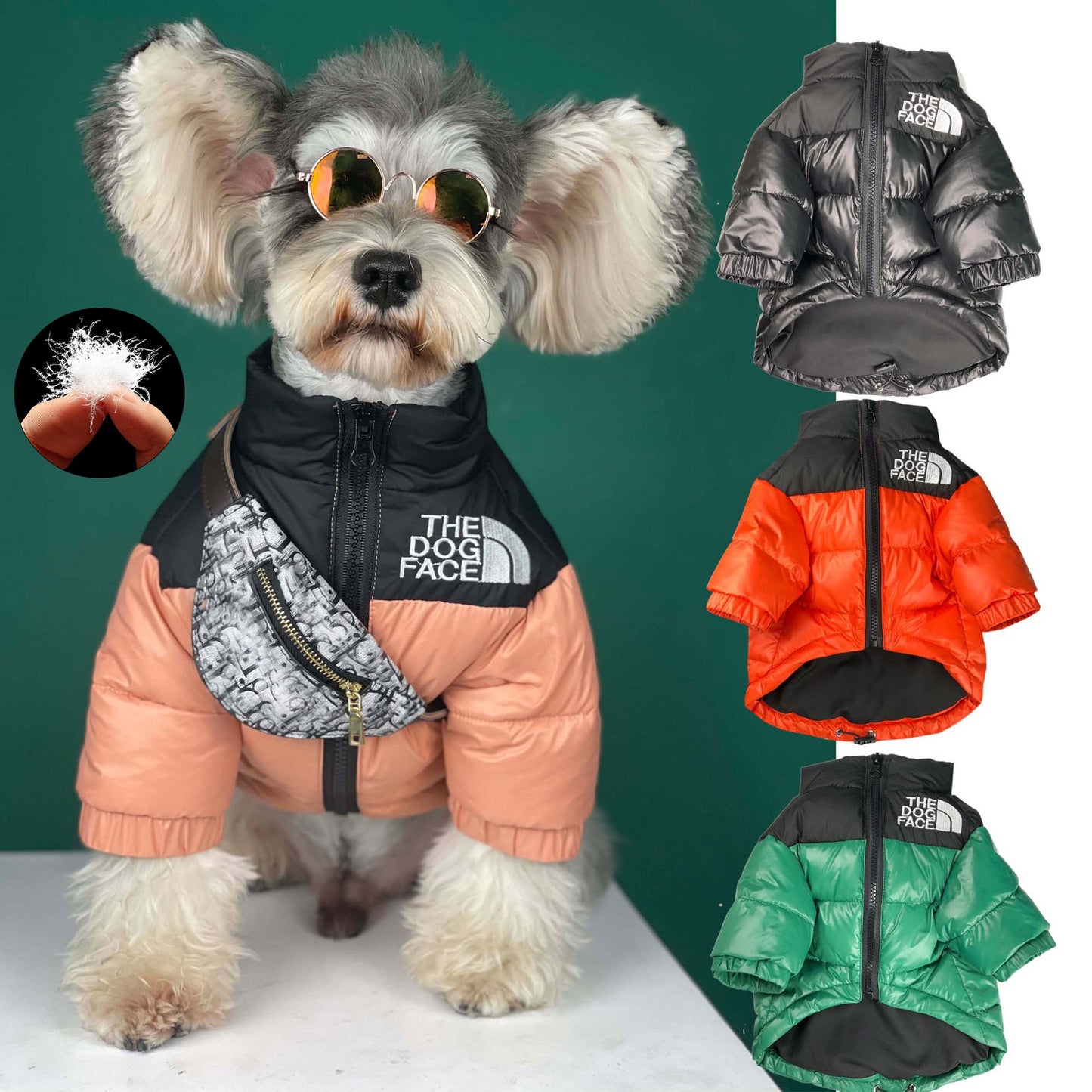 Luxury down jacket, warm and super fashion for dogs, cats and pets.