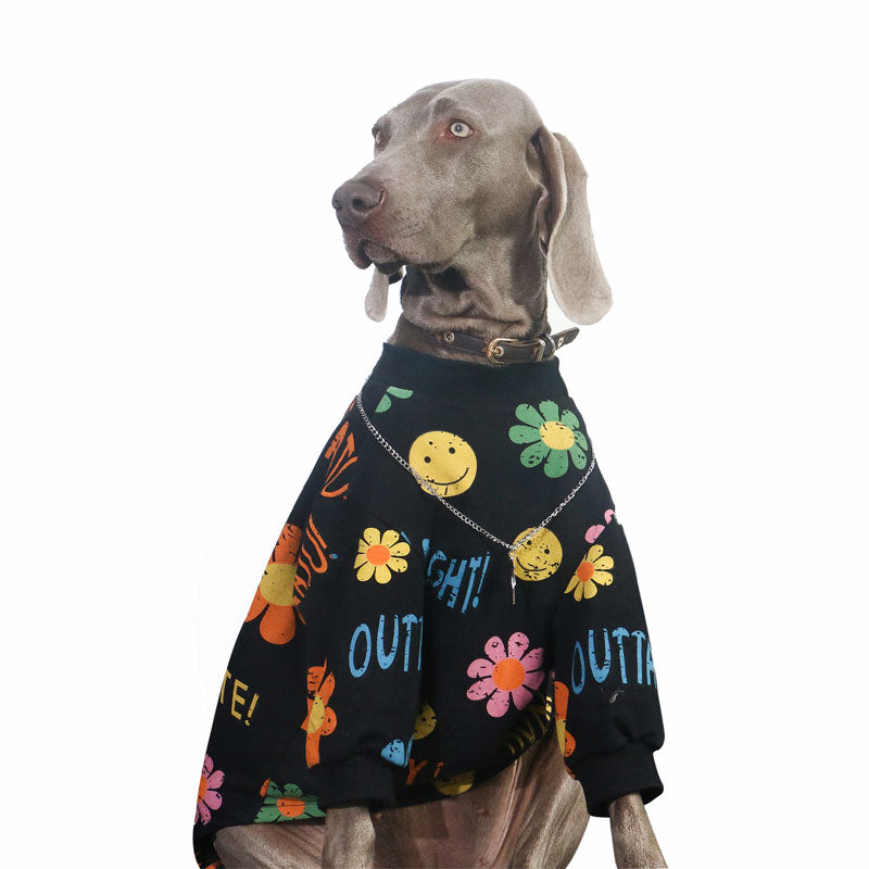 Nice floral print shirt for medium to large dogs. Luxury chic clothing for large dogs.