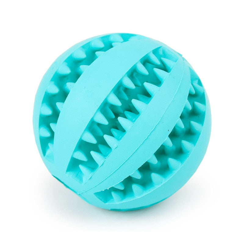 Soft rubber ball, interactive chewable, keeps your dog's teeth clean, container of extra hooks.