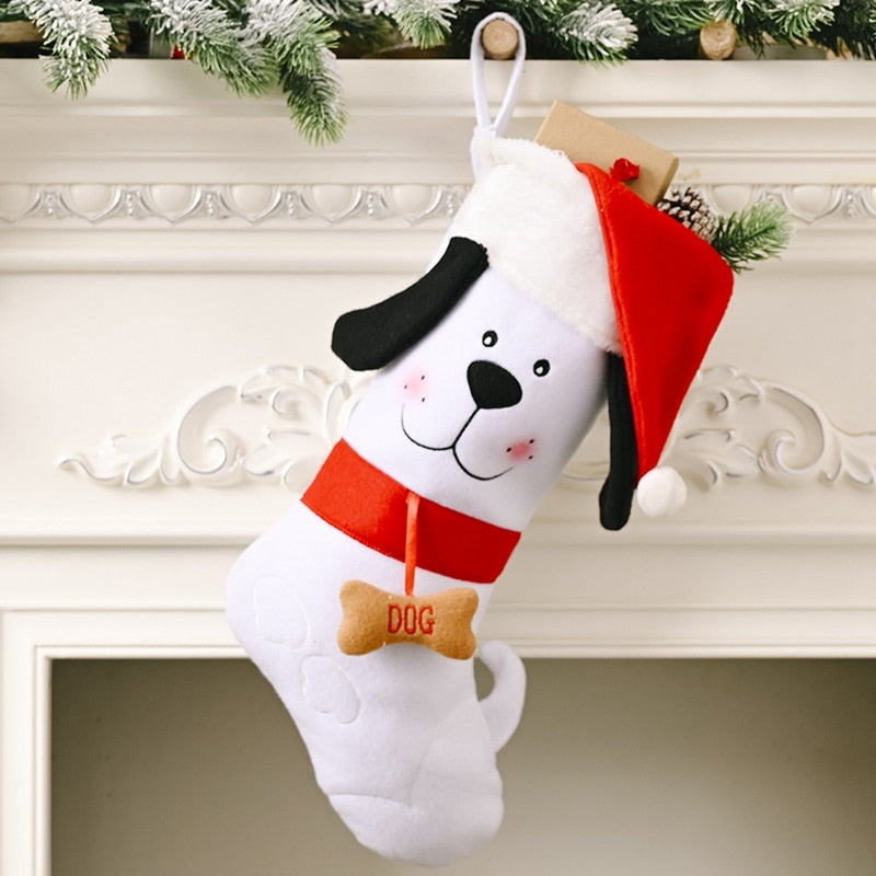 Soft cloth Christmas stocking to fill with gifts for your pet.