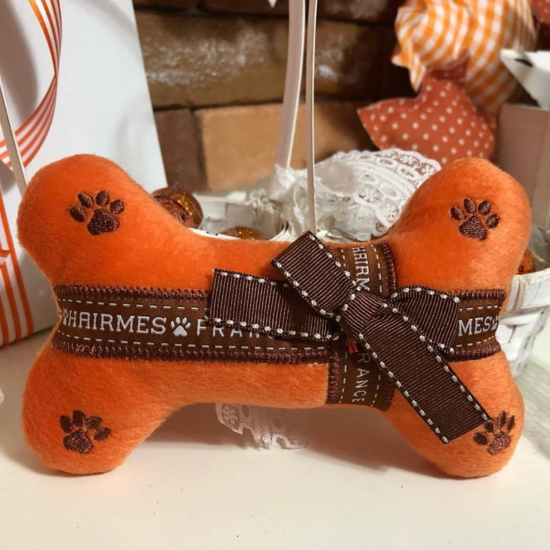 Chewy Vuitton, Hairmes and Cartiarf sound toys. Cute Chew Toys for Luxury Dogs.