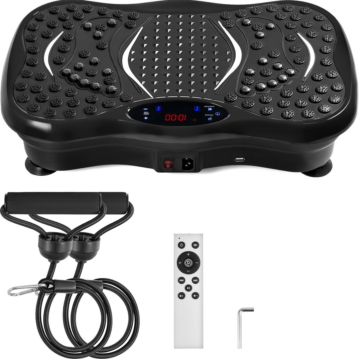 VEVOR full body vibration plate with resistance bands and remote control for fat burning, weight loss and toning.