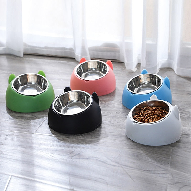 Tilted non-slip steel bowl for baby food and water. Protect your pet's cervical vertebrae. Bowl for dogs, cats and pets.