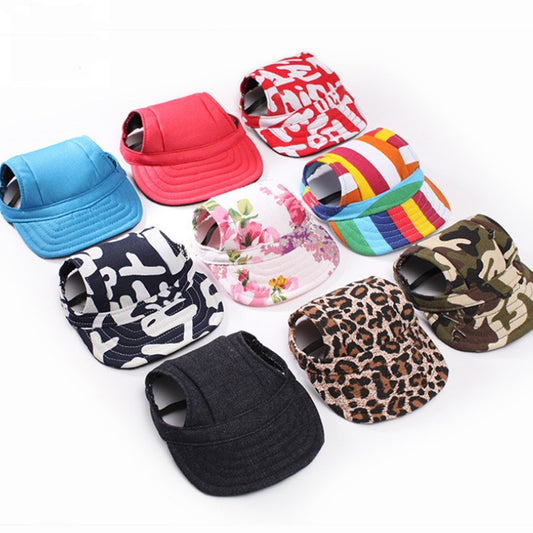 Dog baseball hat, windproof, colorful and beautiful! Hat with solid color and patterned brim for dogs, cats and pets.