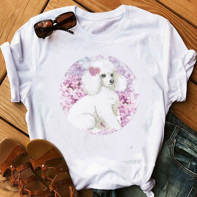 100% cotton t-shirt with poodle print for all barbel mothers. Casual-chic clothing.