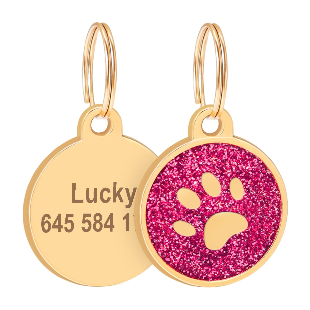 Identification jewel tag with free engraving. Accessories for collars for dogs, cats and pets.