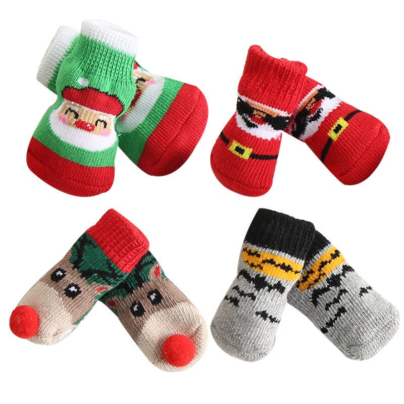 New Dog Christmas Socks for Cute Fall Winter Warmth Scratch-resistant Socks Small Medium and Large Dogs Pet Shoes Accessories