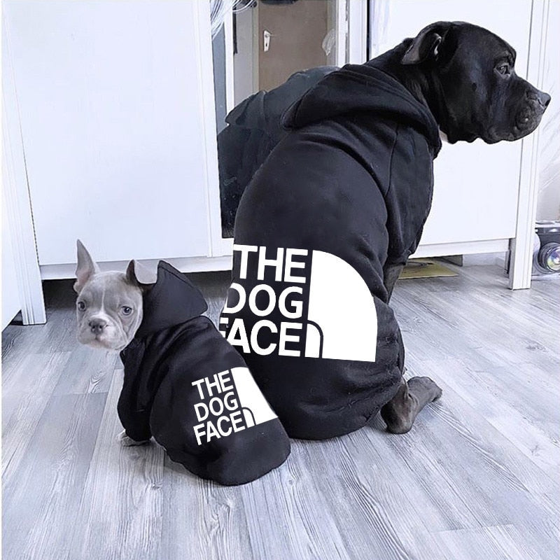 TheDogFace hooded sweatshirt in BLACK color. Luxury chic clothing for your pet.