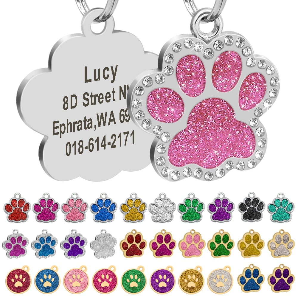 Identification jewel tag with free engraving. Accessories for collars for dogs, cats and pets.