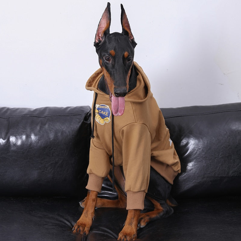 Hooded sweatshirt for large dogs in cashmere blend. Luxurious chic clothing for your large pet.