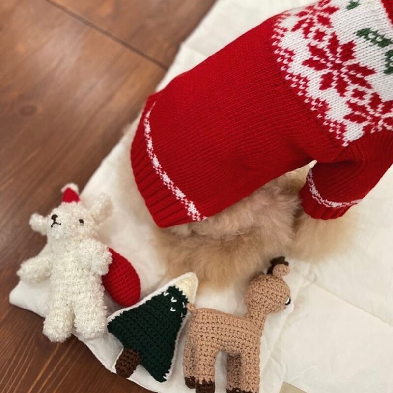 Maglione da montagna lavorato a maglia fantasia Natale. Abbigliamento chic per il tuo Pet.