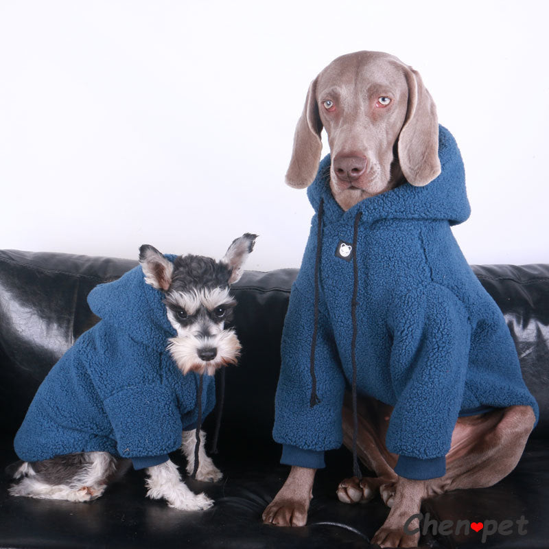 Soft hooded sweatshirt thick and warm even for large sizes. Luxury chic clothing for your pet.