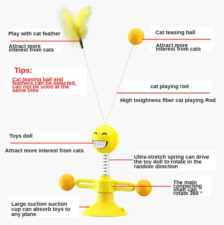 Interactive cat toy, rotating with feathers, crazy !!! Your cat will think of nothing else !!!