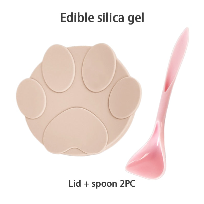 2 Sizes in 1 Silicone Jar Lid with Pet Food Spoon .