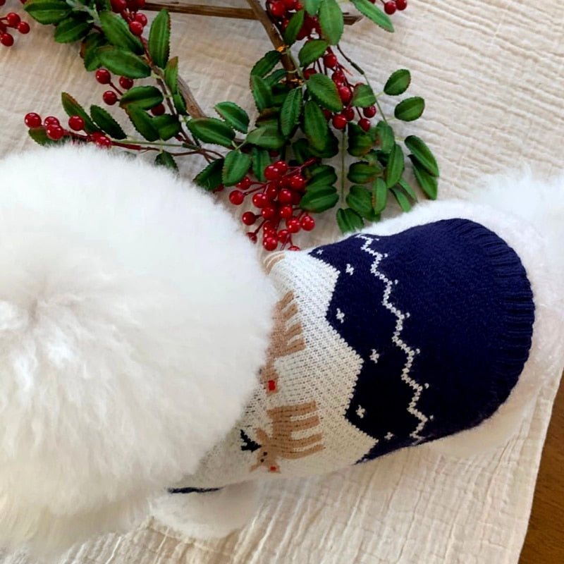 Maglione di Natale con Cervo lavorato a maglia. Abbigliamento chic per il tuo Pet.