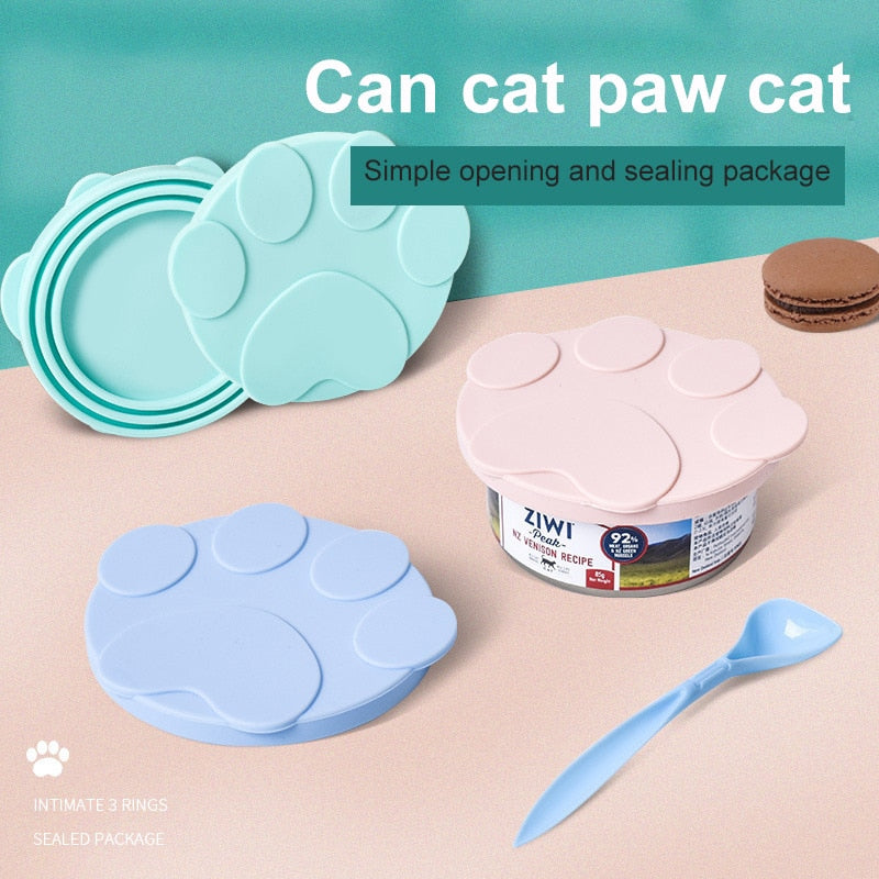 Coperchio per barattolo in silicone 2 misure in 1 con cucchiaio per alimenti per animali domestici .