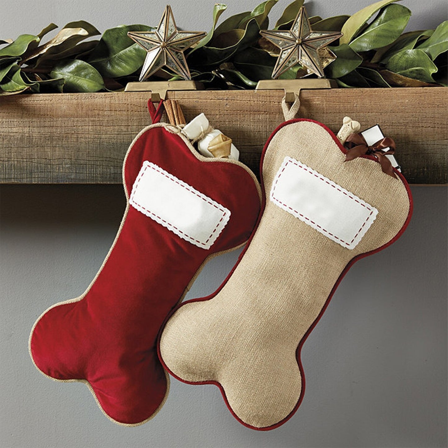 Large capacity bone-shaped Christmas stocking to hold lots of little gifts for your sweetheart