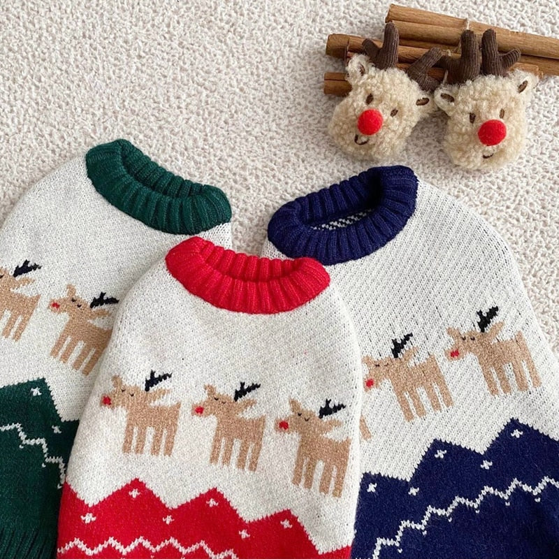 Christmas sweater with knitted deer. Chic clothing for your Pet.