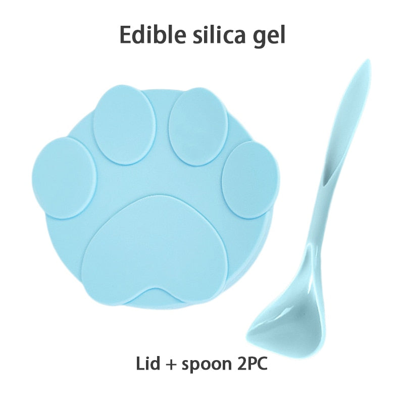 Coperchio per barattolo in silicone 2 misure in 1 con cucchiaio per alimenti per animali domestici .