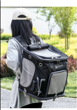 Four seasons pet travel trolley backpack. Large, breathable, comfortable. Luxury chic travel accessories for your pet.