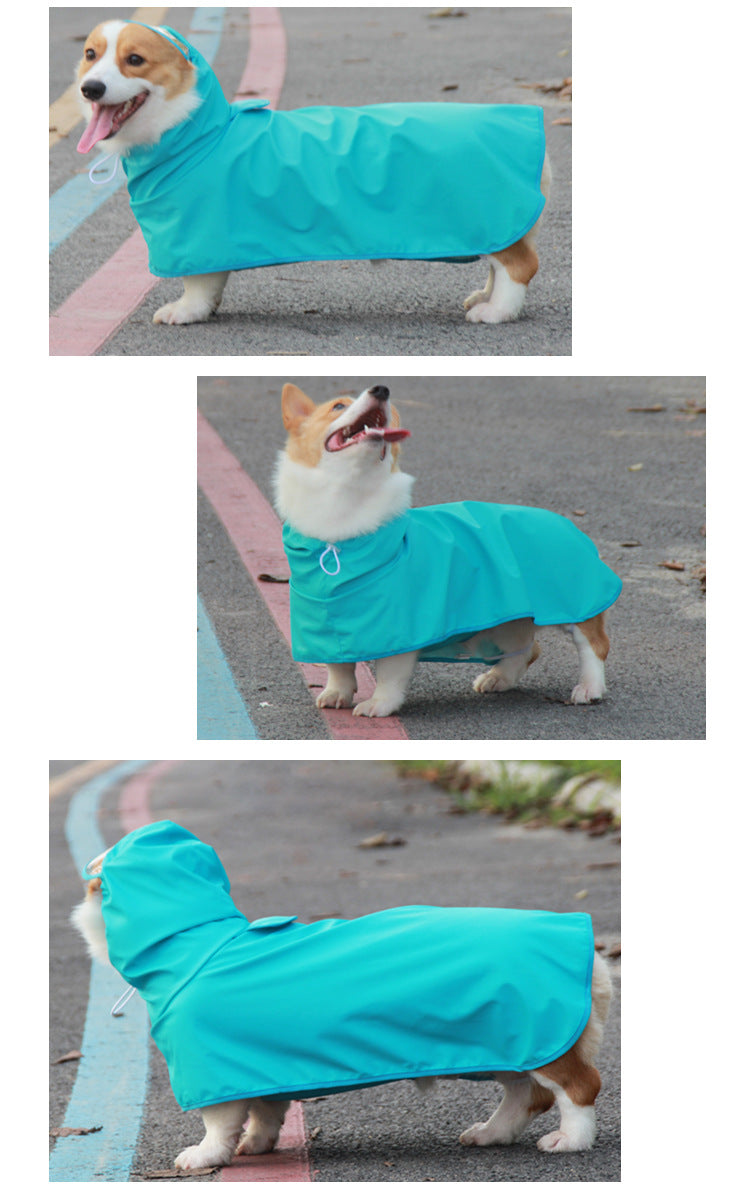 Waterproof Transparent Brim Pet Poncho for Dogs with Girth Band. Size up to 9XL.