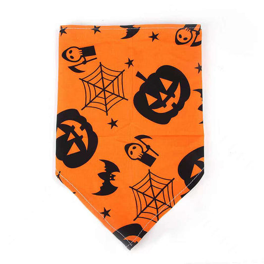 Pet Halloween Bandana Decorazione con Teschio , Zucca e Ragnatela. Confezionata a mano.