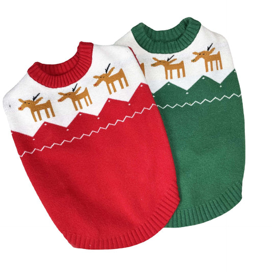 Autumn and winter knitted wool sweater with Christmas reindeer. Luxury chic sweater for dogs, cats and pets