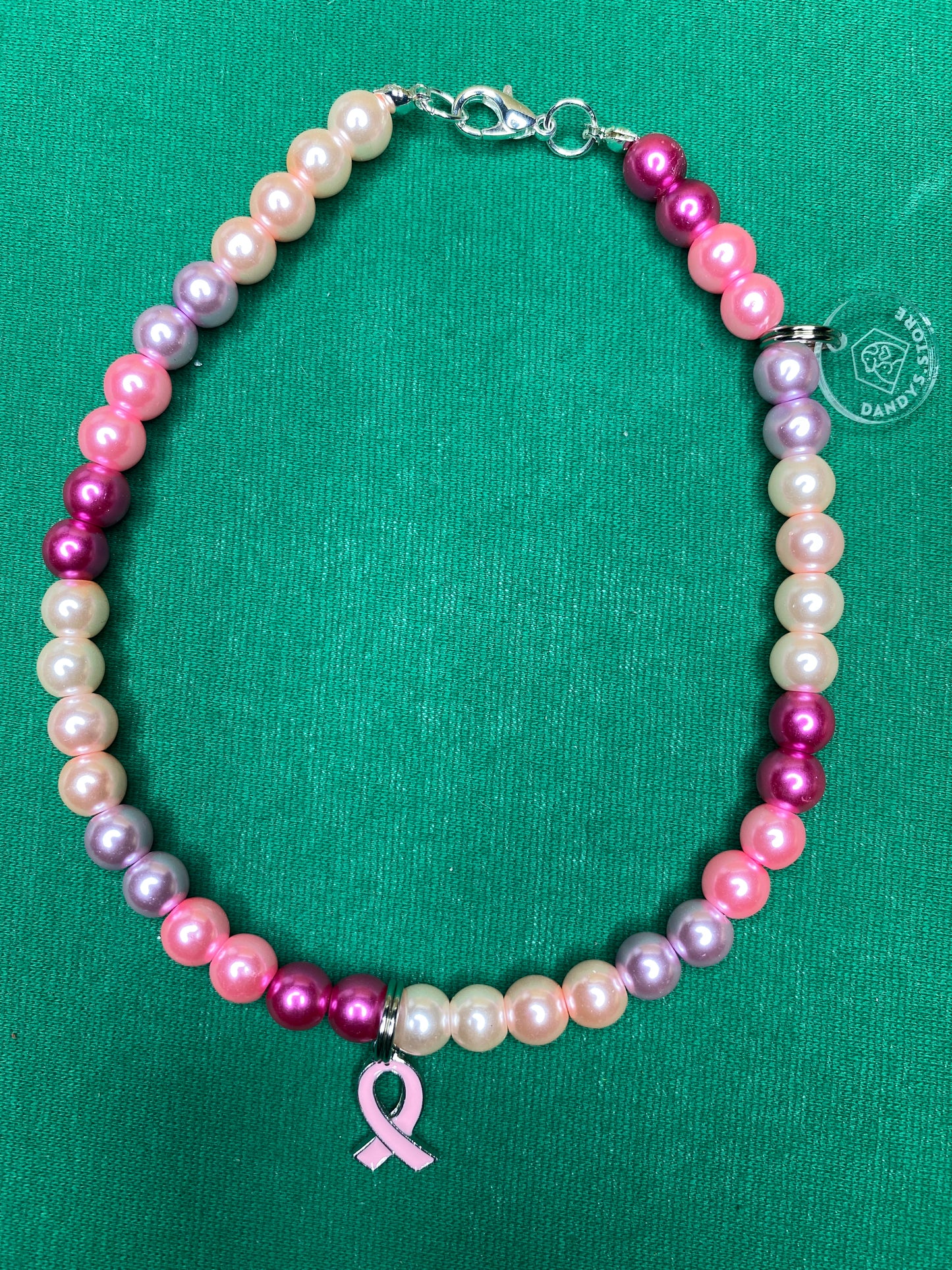 Pearl necklace with pink bow and silver clasp by Dandy's Store. Handmade with love for your Princess.